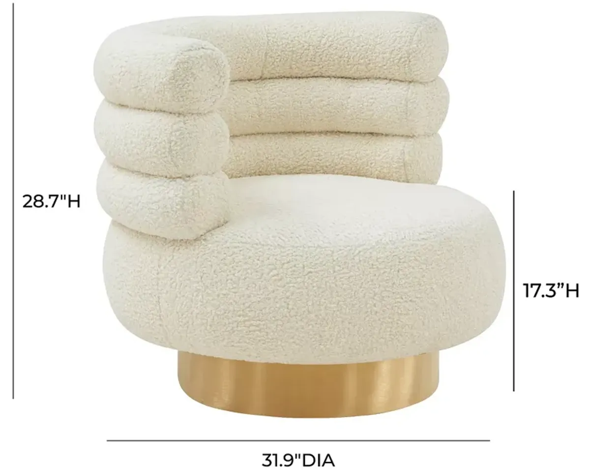 TOV Furniture Naomi Faux Shearling Swivel Chair