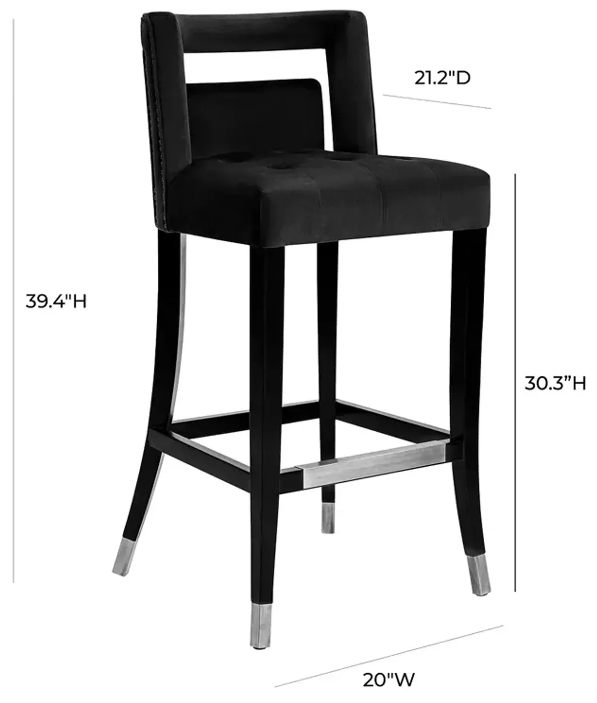 TOV Furniture Hart Velvet Bar Stool