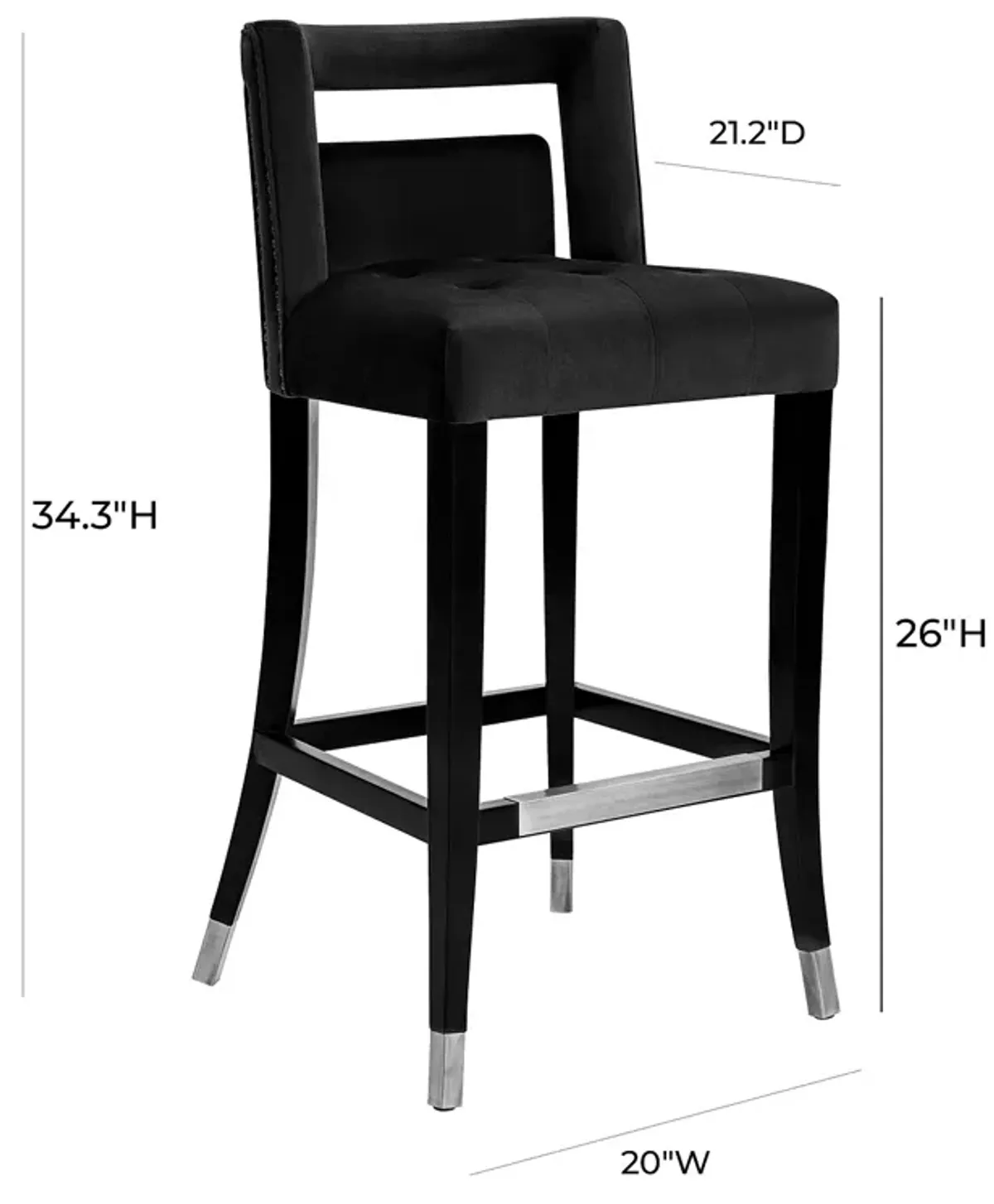 TOV Furniture Hart Velvet Counter Stool