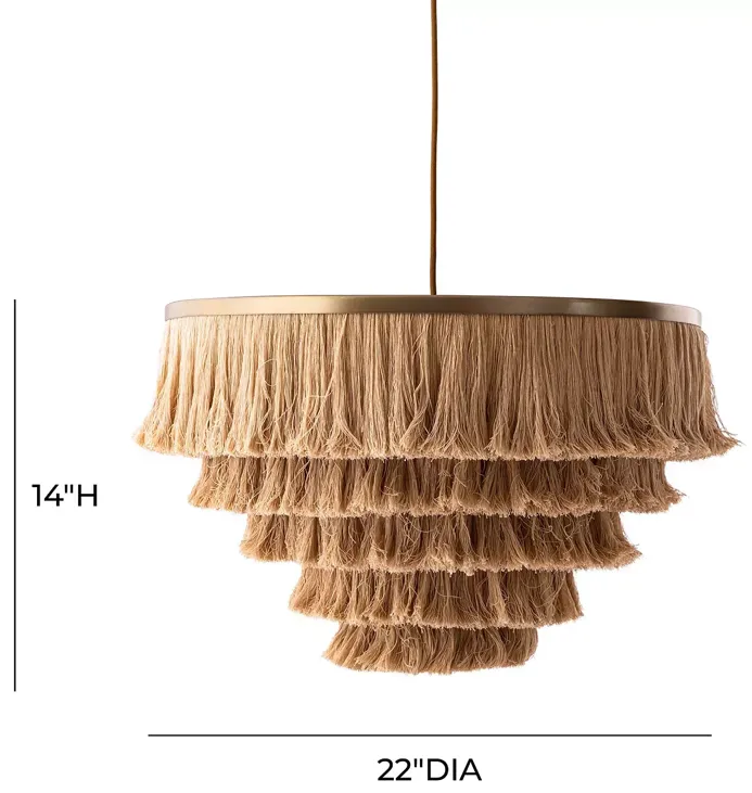 TOV Furniture Sarai Natural Fringe Pendant