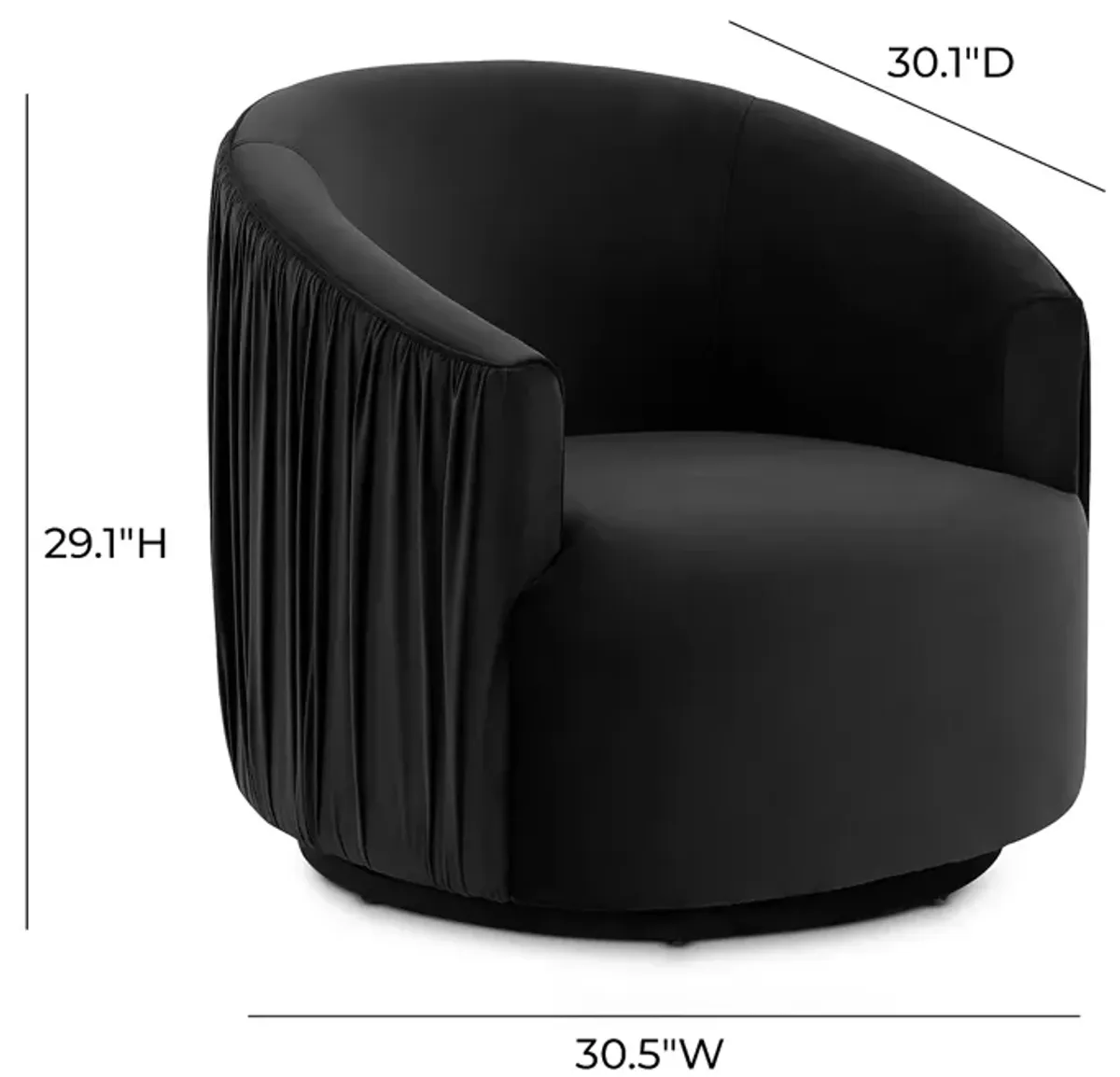 TOV Furniture London Pleated Velvet Swivel Chair