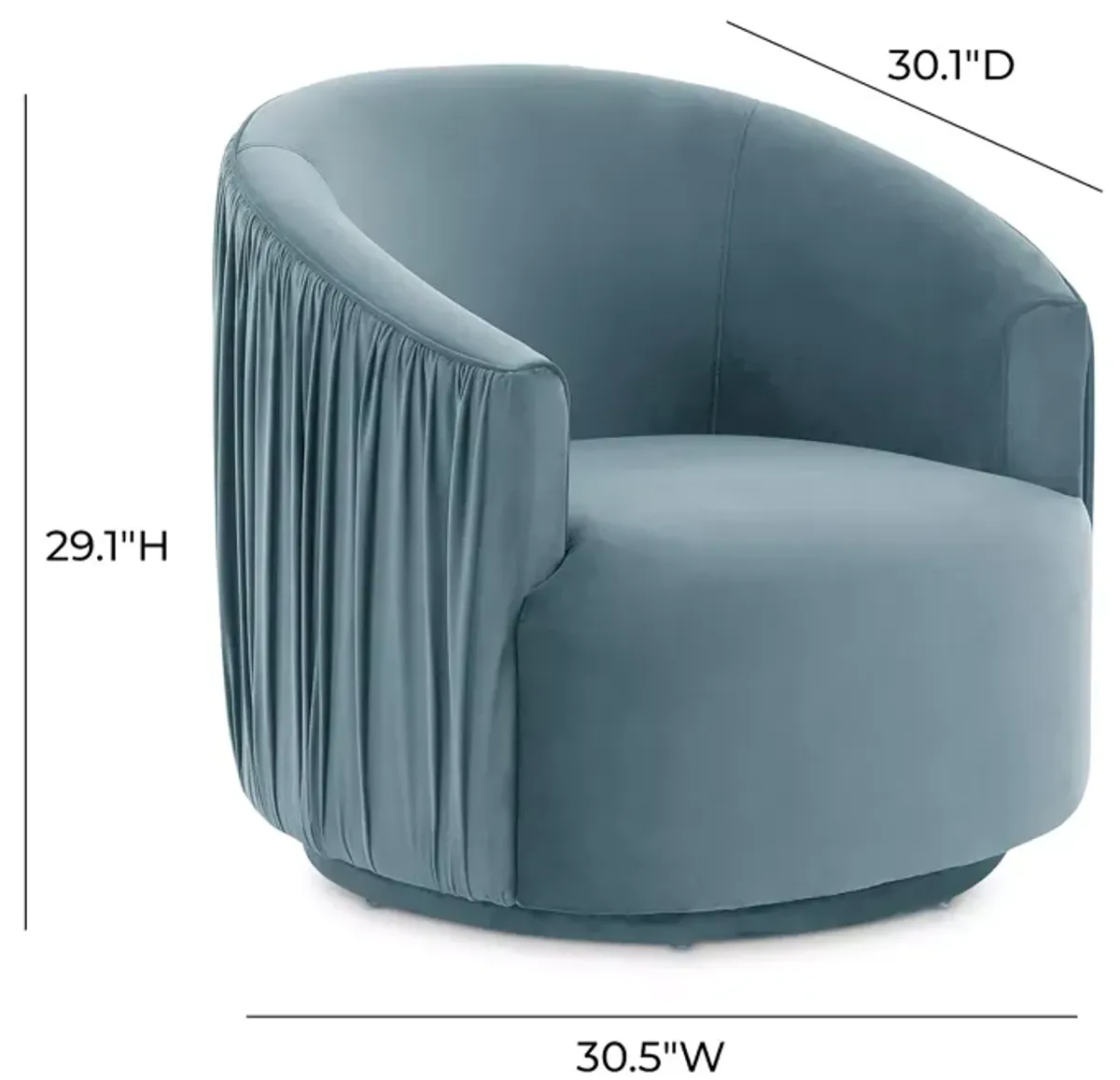 TOV Furniture London Pleated Velvet Swivel Chair