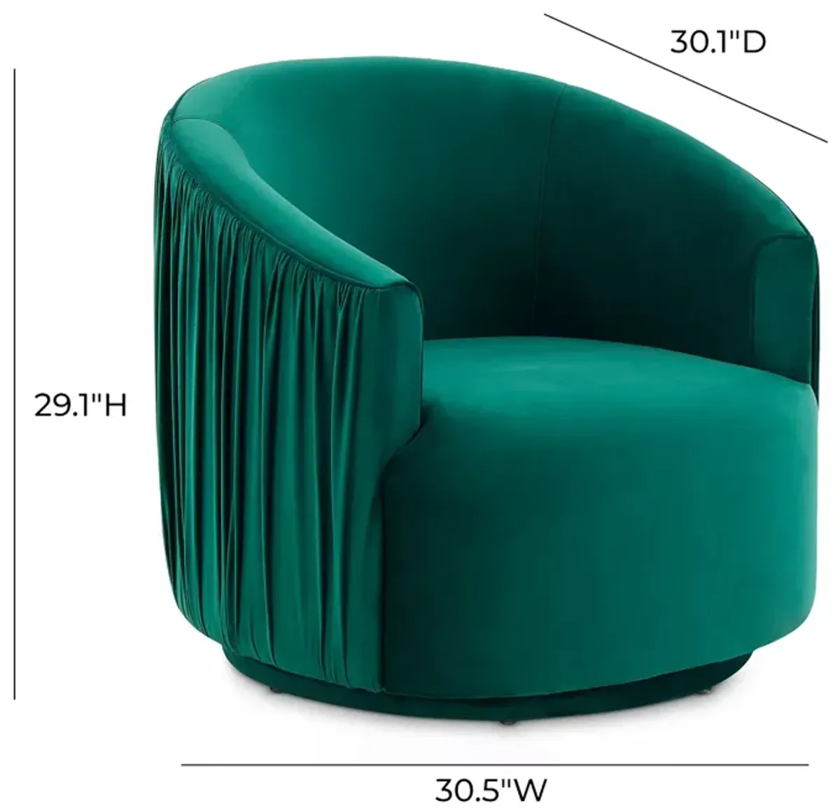 TOV Furniture London Pleated Velvet Swivel Chair