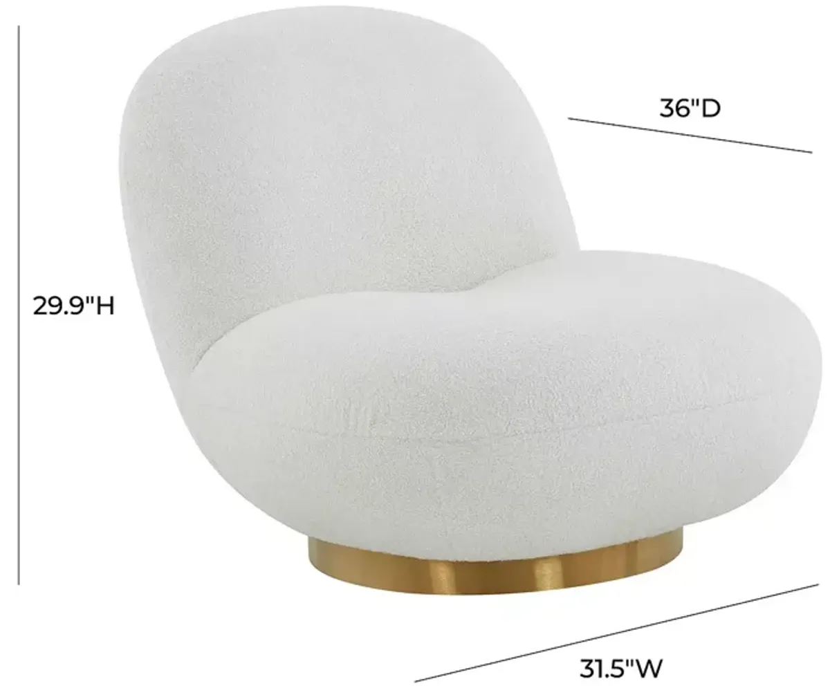 TOV Furniture Emily White Boucle Swivel Chair