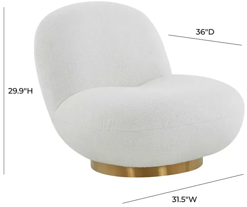 TOV Furniture Emily White Boucle Swivel Chair