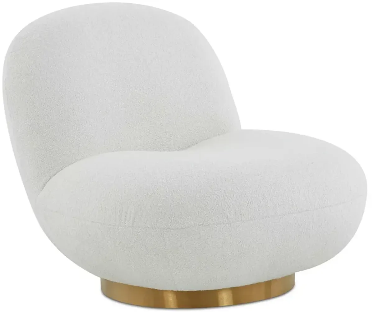 TOV Furniture Emily White Boucle Swivel Chair