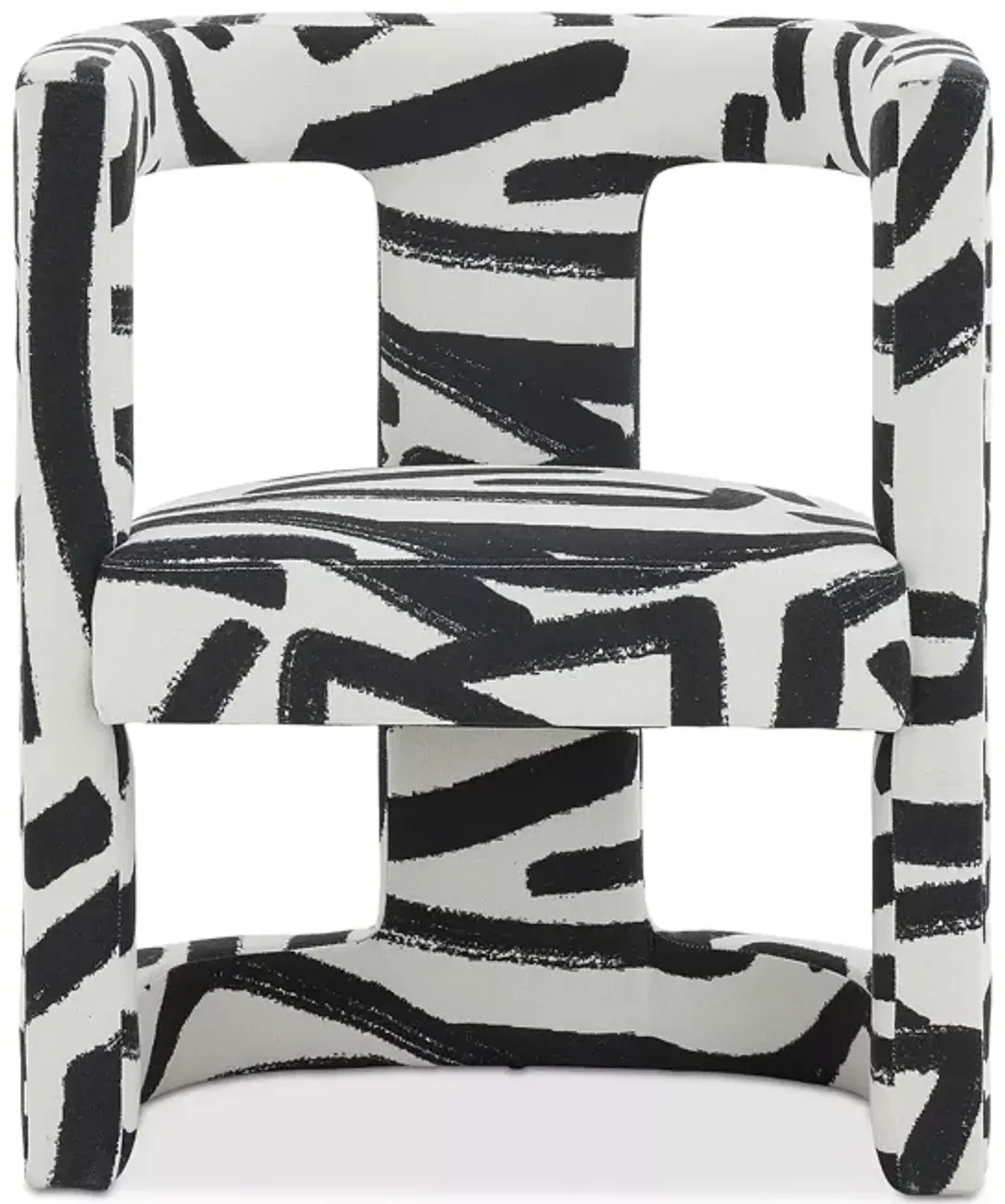 TOV Furniture Ada Velvet Chair in Black Brushstroke Pattern