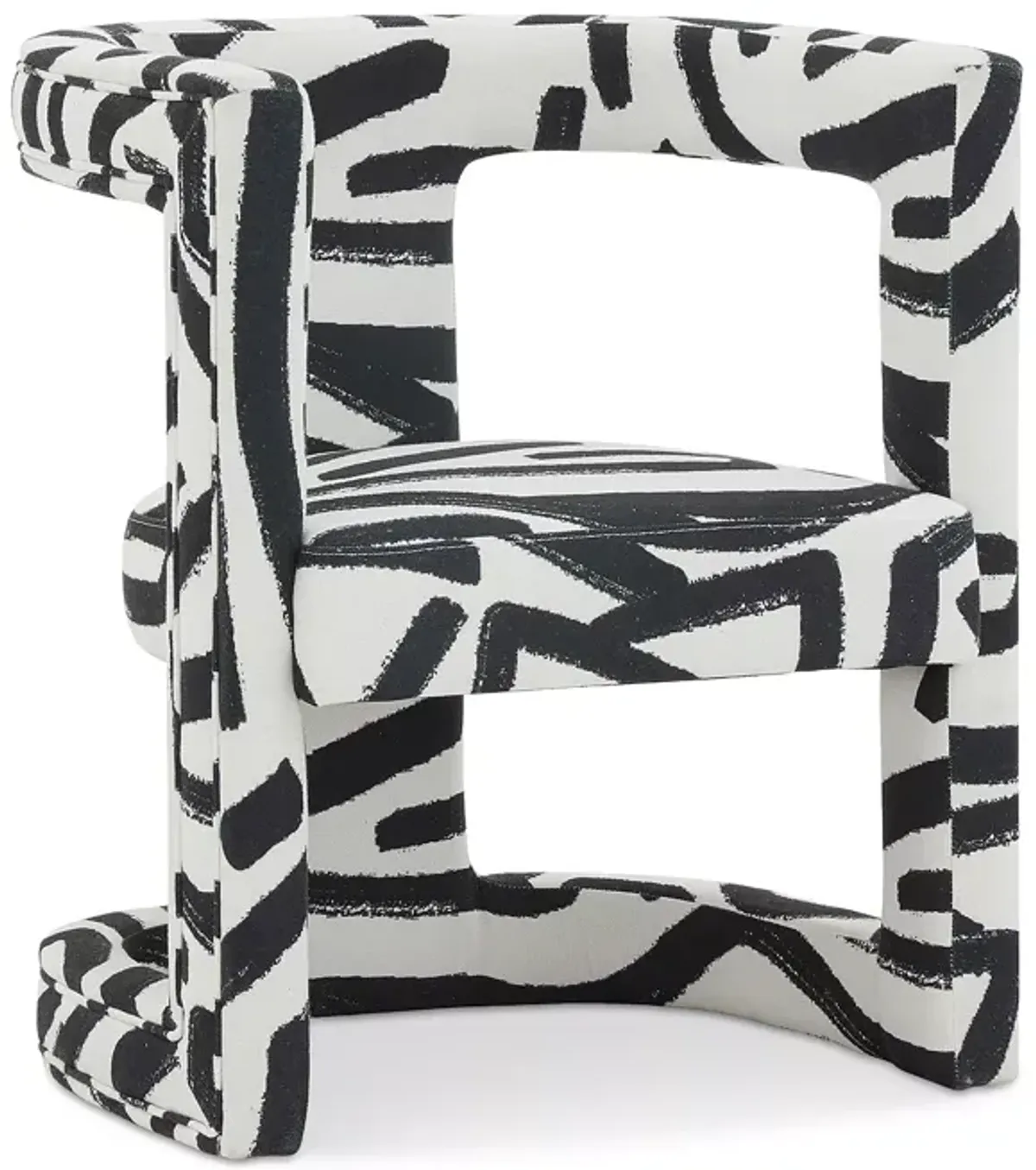 TOV Furniture Ada Velvet Chair in Black Brushstroke Pattern