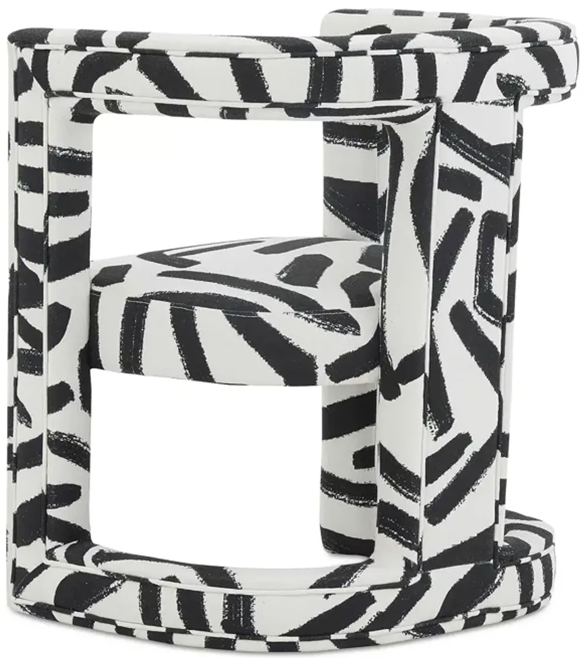 TOV Furniture Ada Velvet Chair in Black Brushstroke Pattern