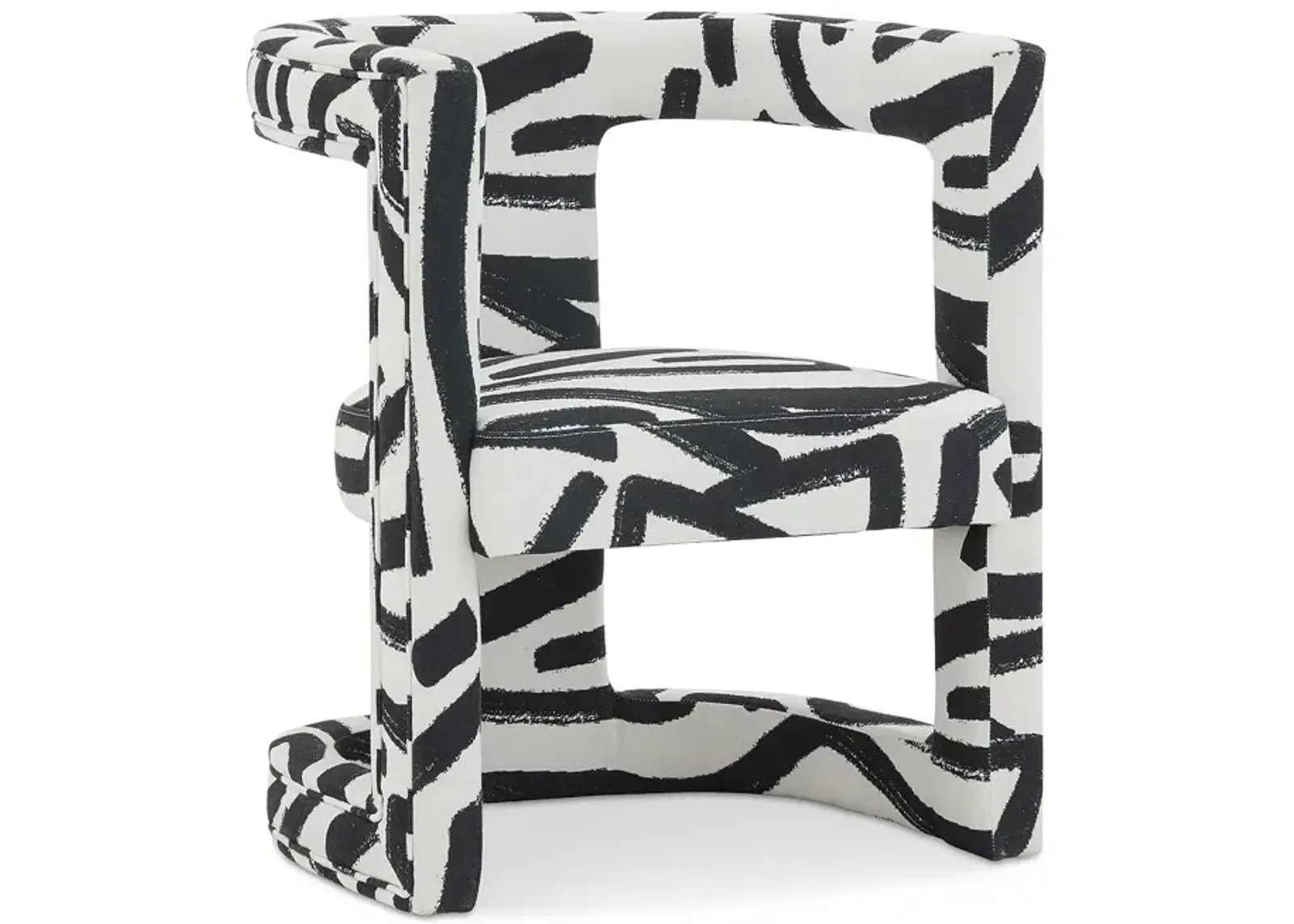 TOV Furniture Ada Velvet Chair in Black Brushstroke Pattern