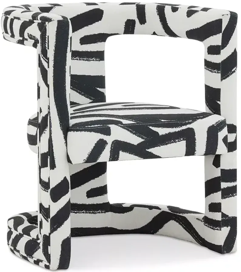 TOV Furniture Ada Velvet Chair in Black Brushstroke Pattern