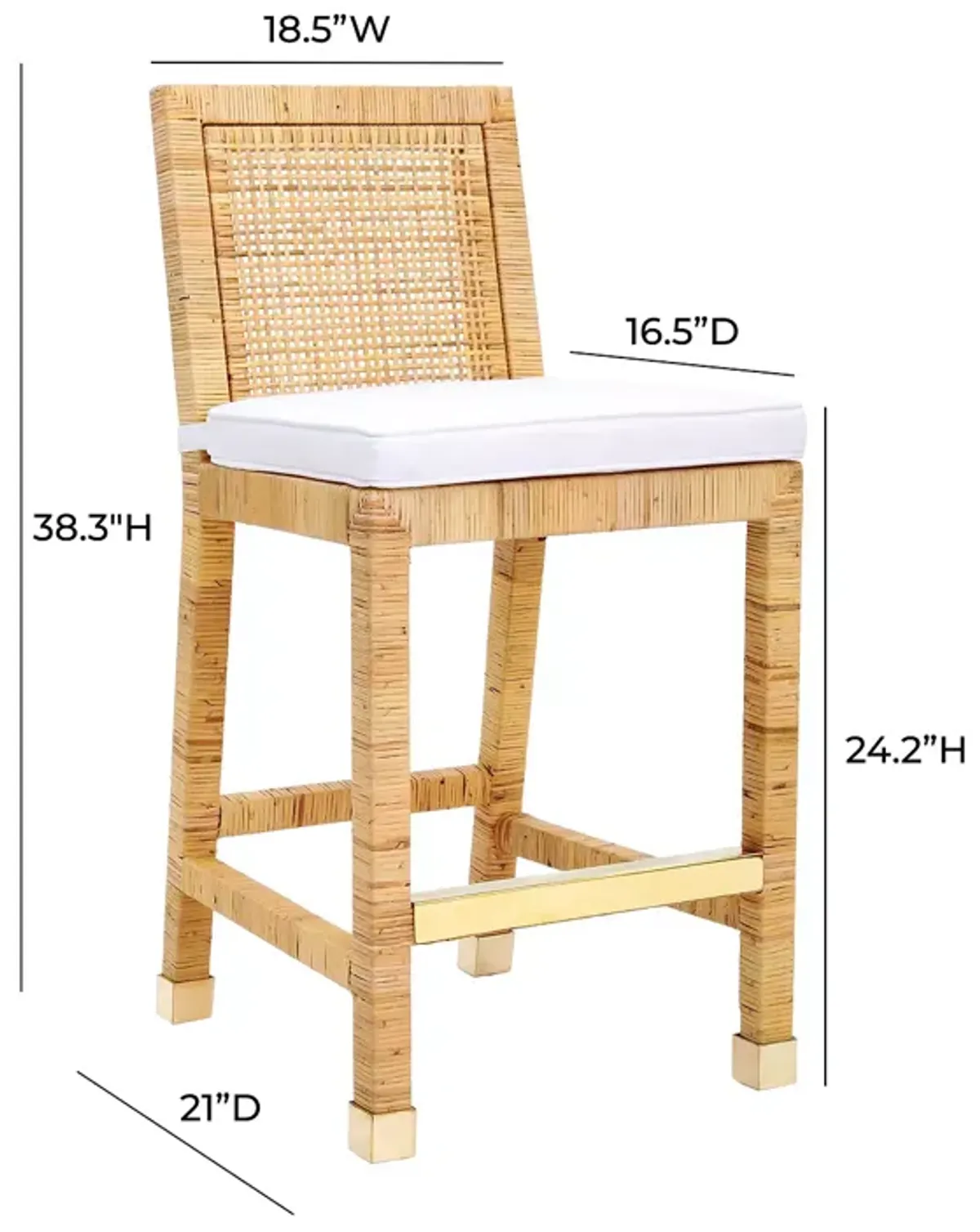 TOV Furniture Amara Rattan Counter Stool