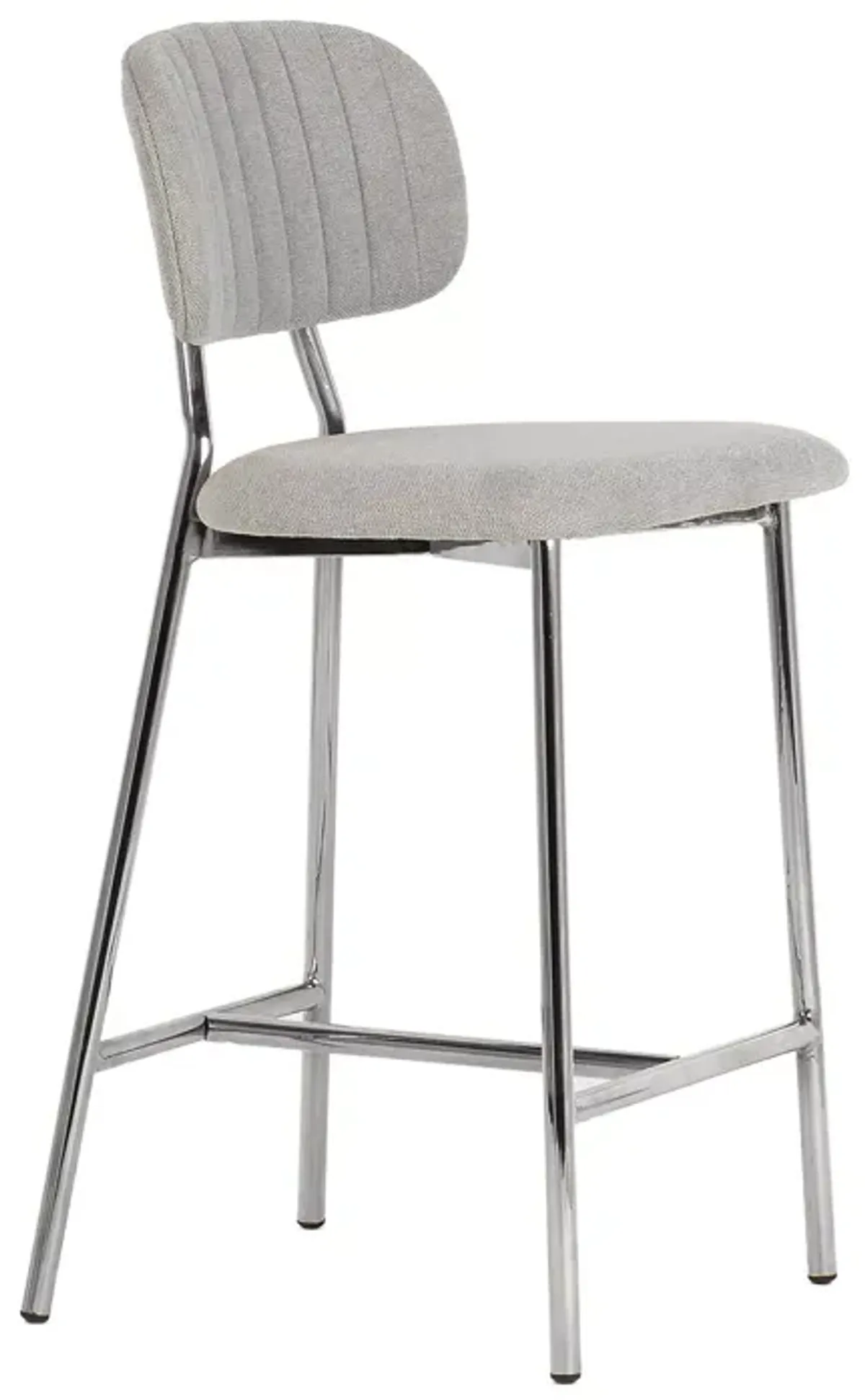 TOV Furniture Ariana Gray Counter Stool with Silver Tone Legs, Set of 2