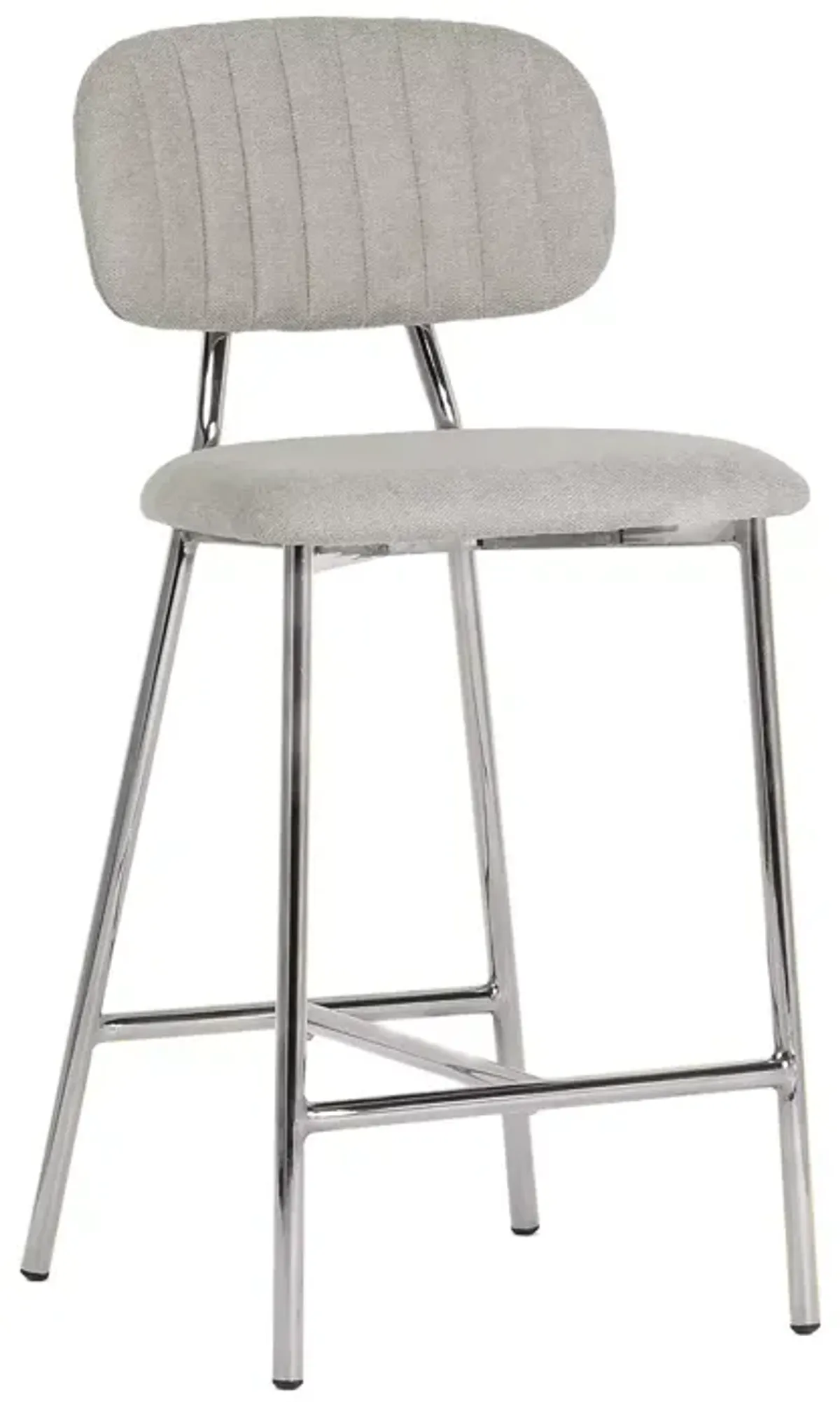 TOV Furniture Ariana Gray Counter Stool with Silver Tone Legs, Set of 2