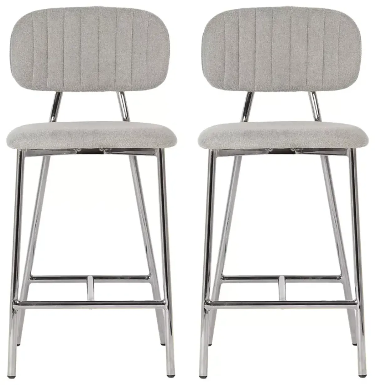 TOV Furniture Ariana Gray Counter Stool with Silver Tone Legs, Set of 2