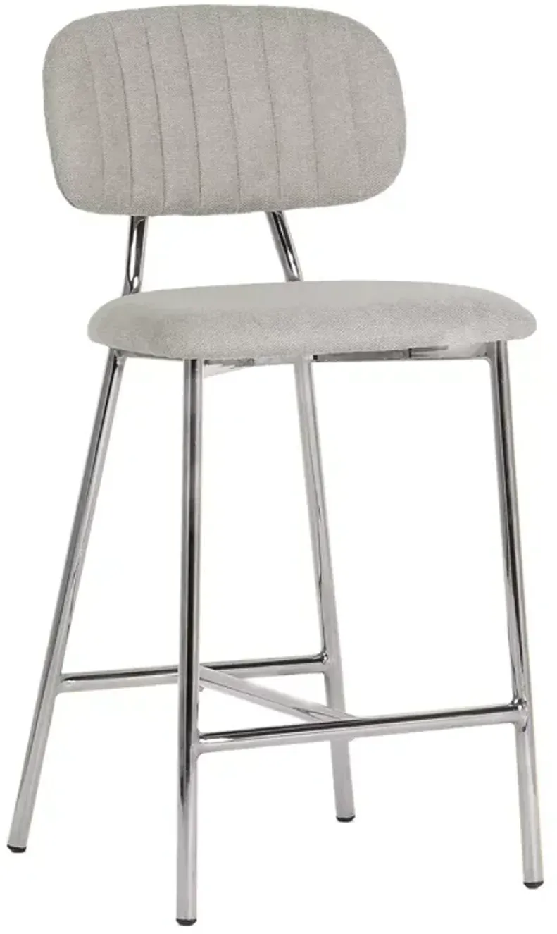 TOV Furniture Ariana Gray Counter Stool with Silver Tone Legs, Set of 2