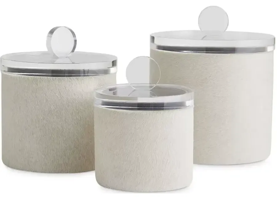 Arteriors Dora Calf Hair & Acrylic Containers, Set of 3