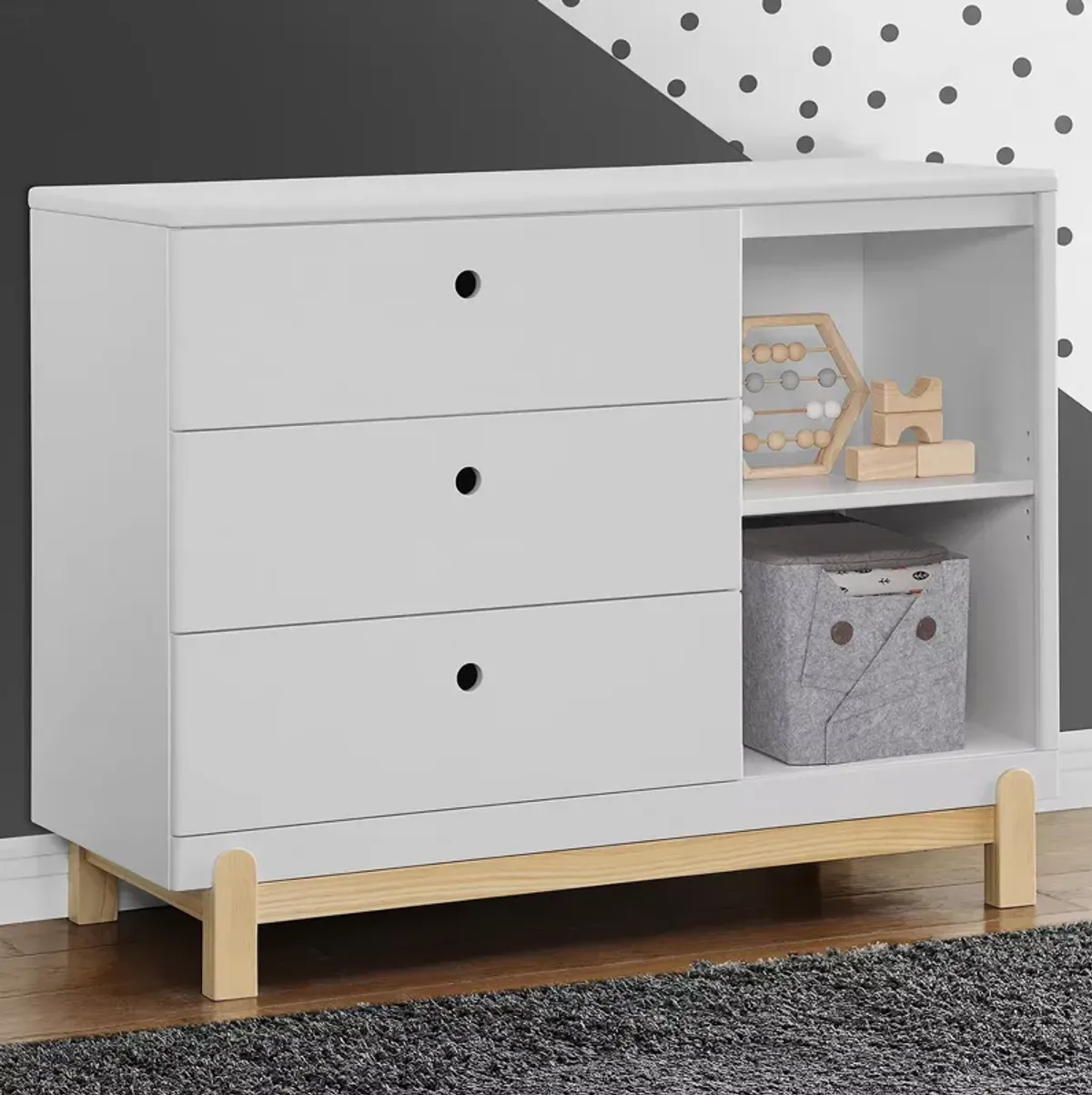 Delta Children Poppy 3 Drawer Dresser with Cubbies and Interlocking Drawers