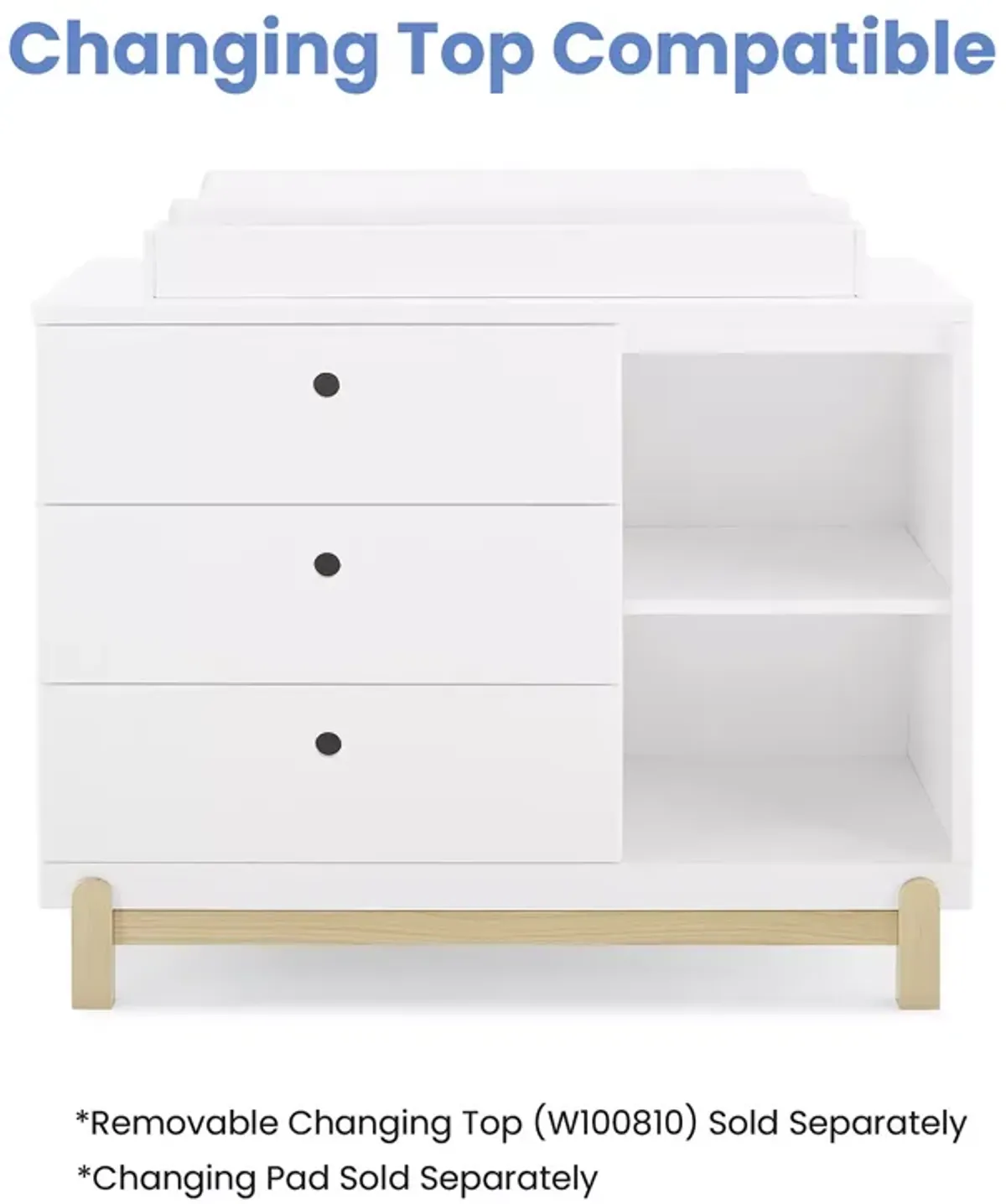 Delta Children Poppy 3 Drawer Dresser with Cubbies and Interlocking Drawers