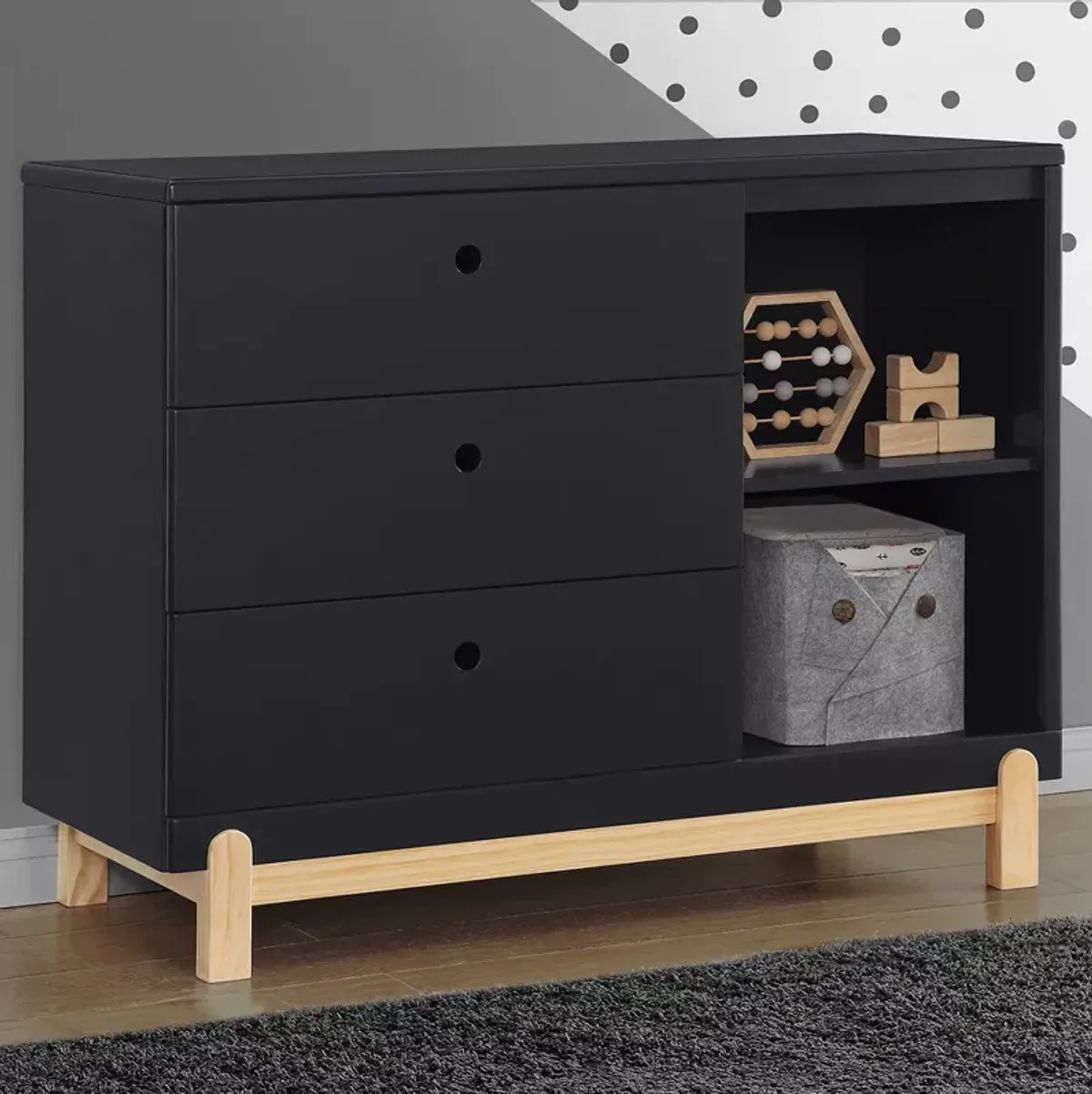 Delta Children Poppy 3 Drawer Dresser with Cubbies and Interlocking Drawers