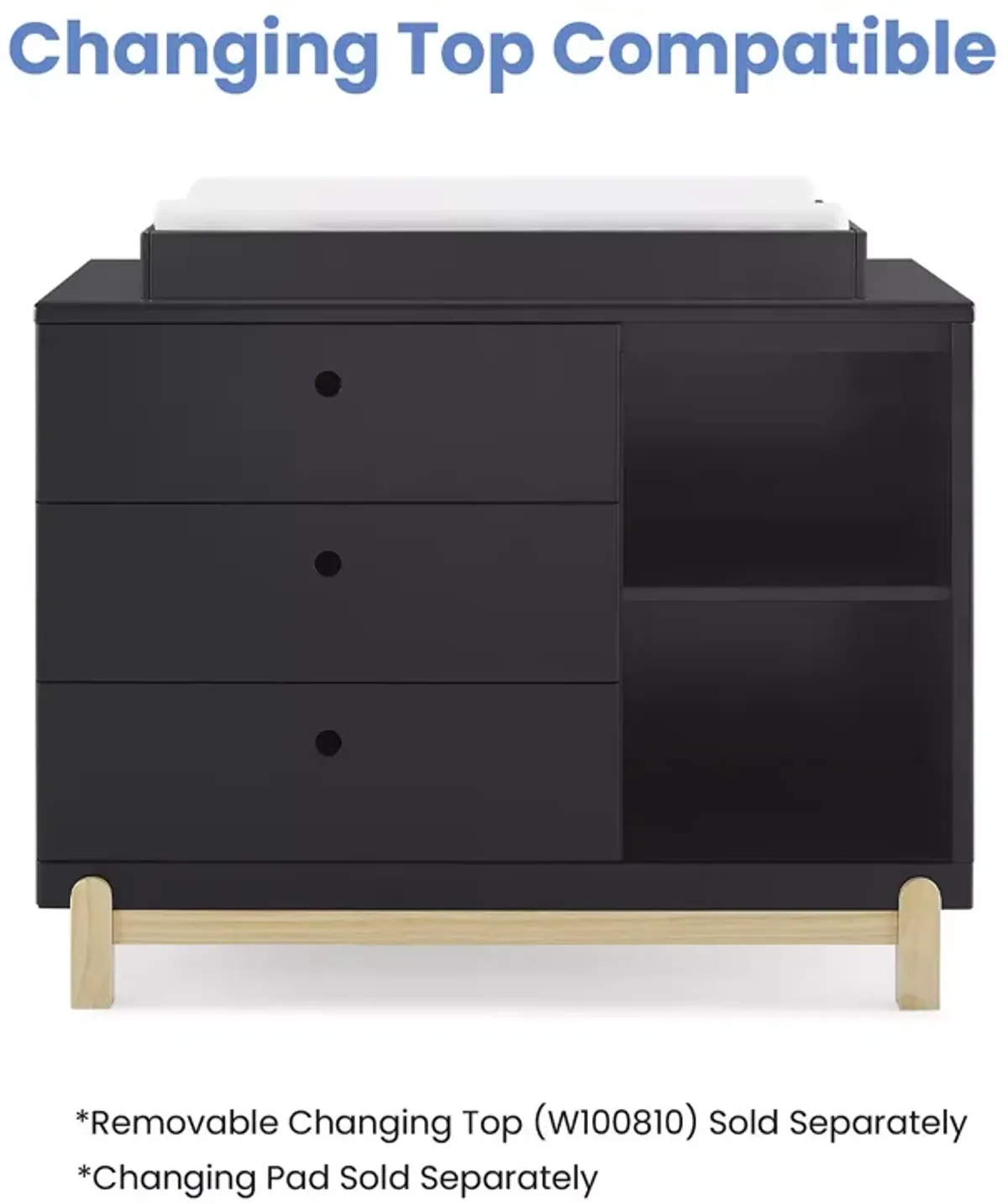 Delta Children Poppy 3 Drawer Dresser with Cubbies and Interlocking Drawers