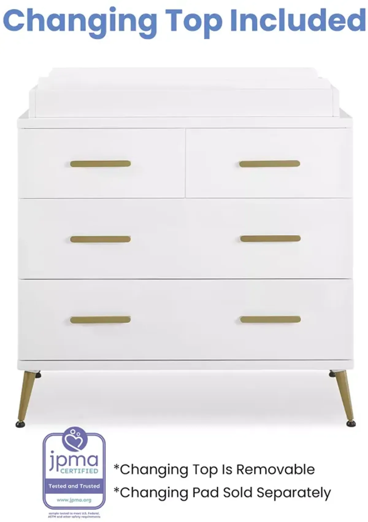 Delta Children Sloane 4 Drawer Dresser with Changing Top and Interlocking Drawers