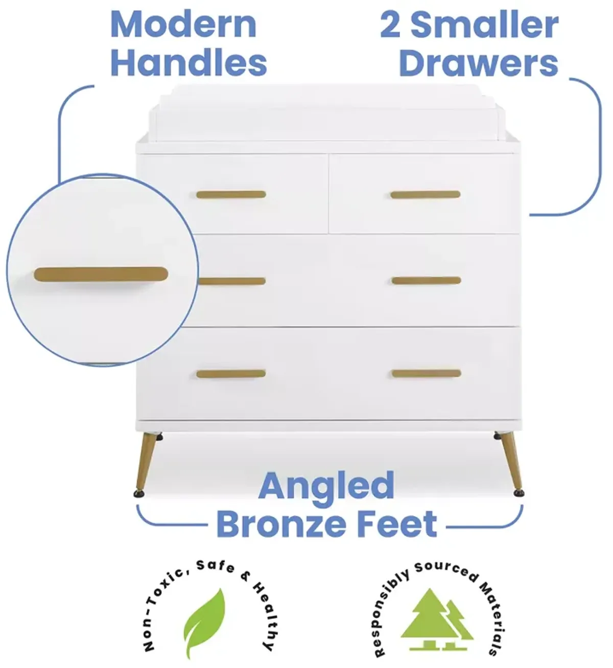 Delta Children Sloane 4 Drawer Dresser with Changing Top and Interlocking Drawers