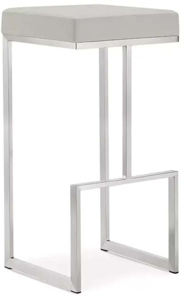 TOV Furniture Ferrara Light Gray Stainless Steel Barstool, Set of 2