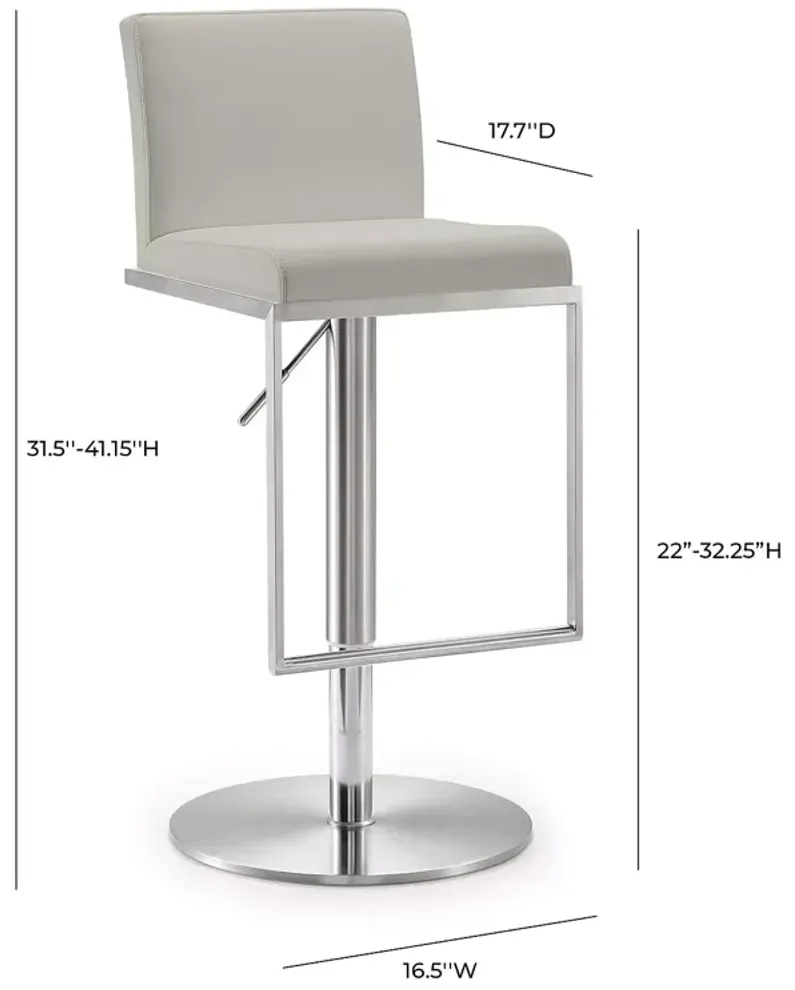 TOV Furniture Amalfi Light Gray Stainless Steel Barstool