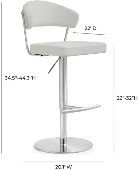 TOV Furniture Cosmo Light Gray Stainless Steel Barstool