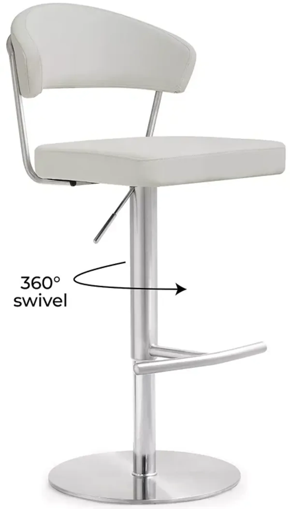 TOV Furniture Cosmo Light Gray Stainless Steel Barstool