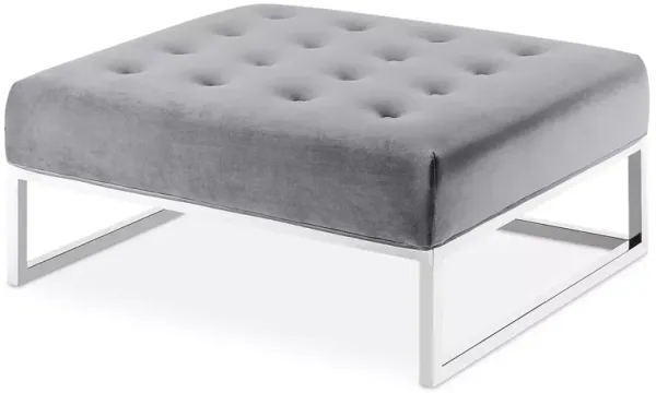 TOV Furniture Nova Gray Velvet Ottoman