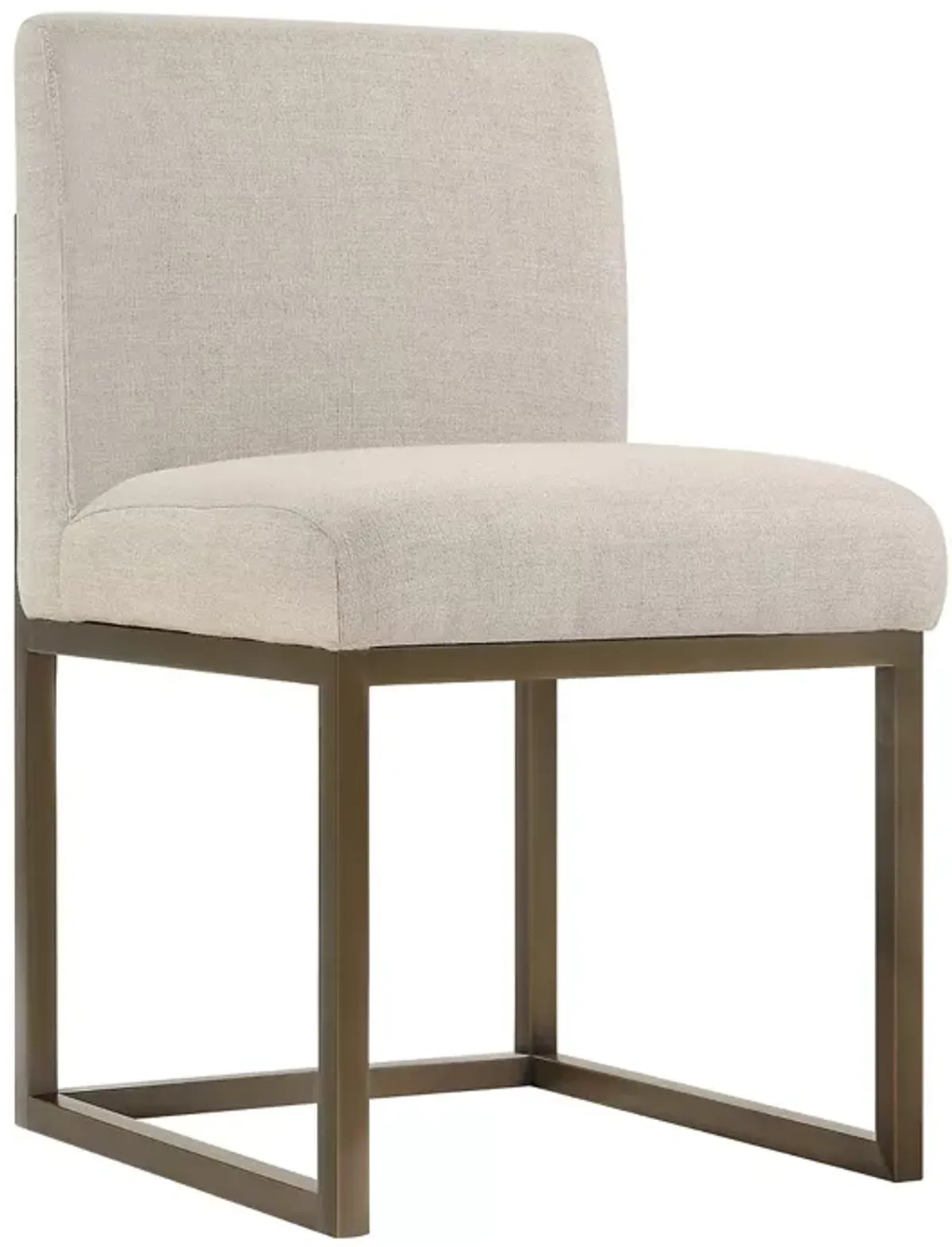 TOV Furniture Haute Beige Linen Chair in Brass