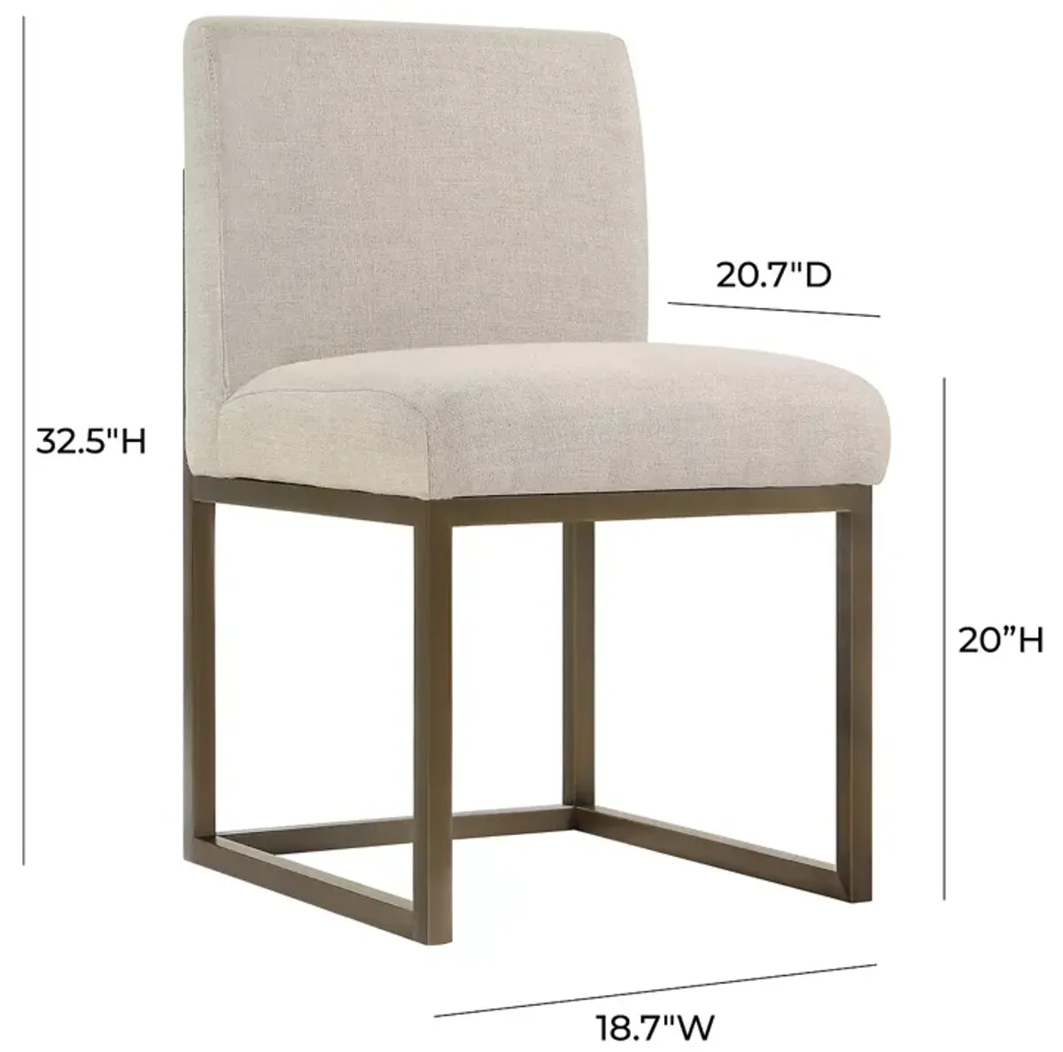 TOV Furniture Haute Beige Linen Chair in Brass