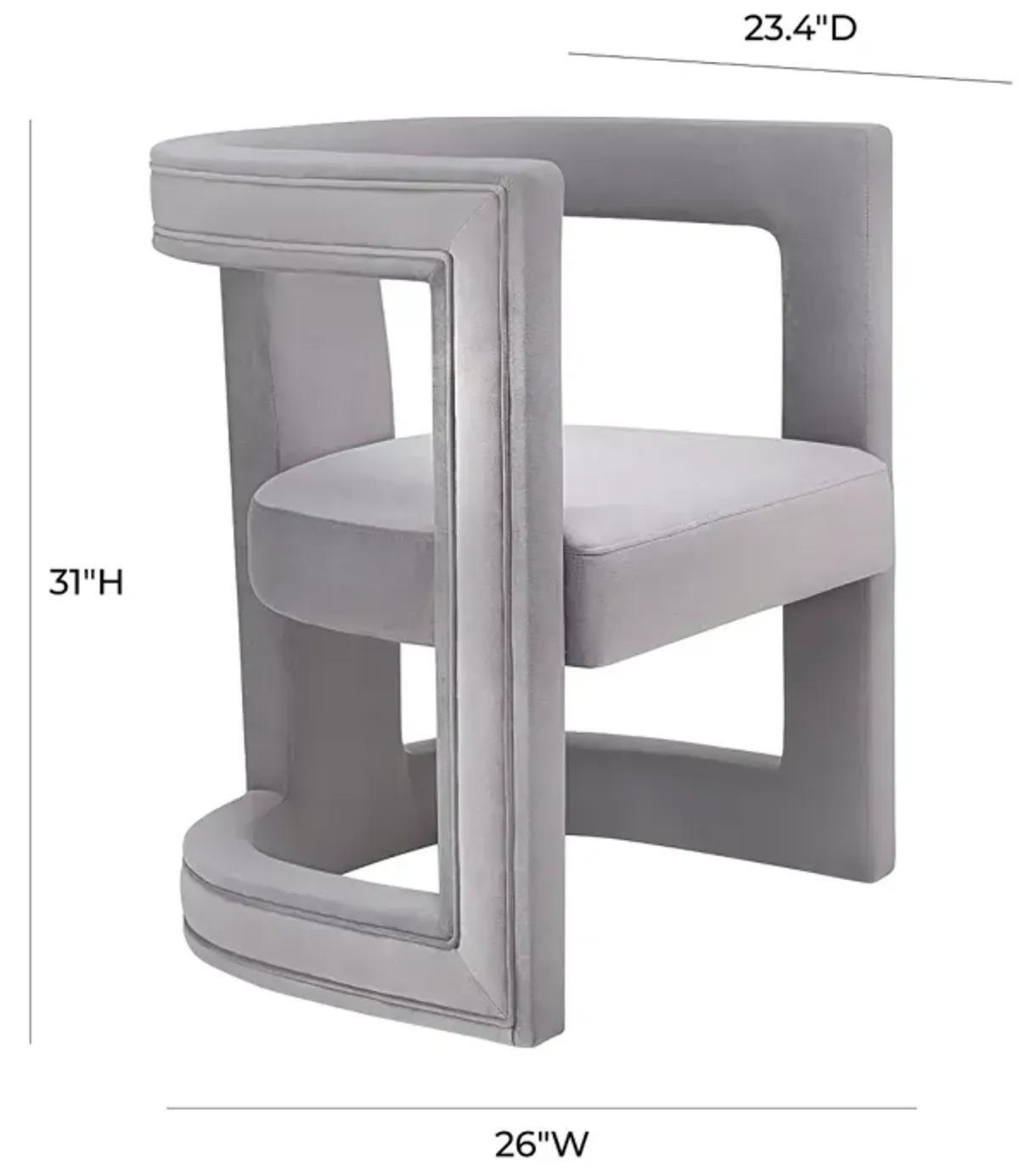 TOV Furniture Ada Gray Velvet Chair