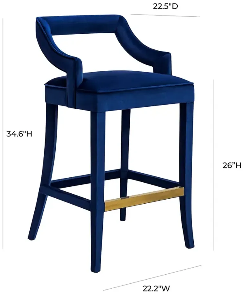 TOV Furniture Tiffany Navy Velvet Counter Stool