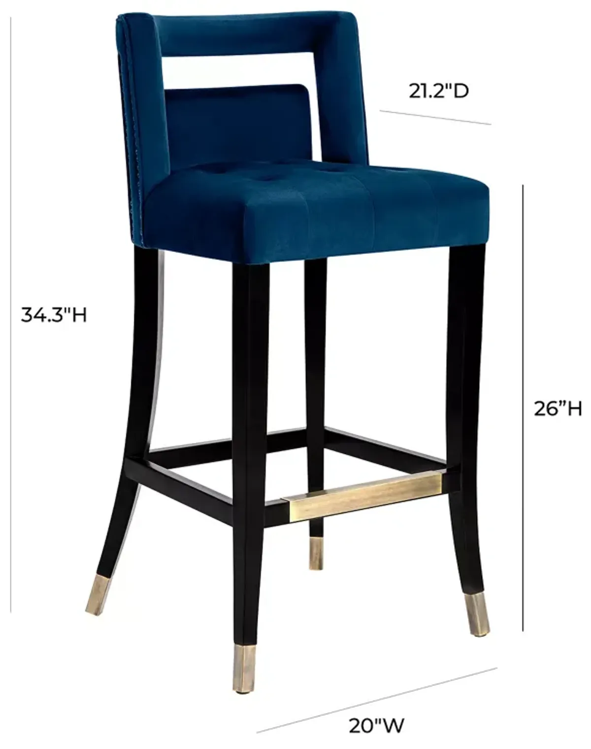 TOV Furniture Hart Velvet Counter Stool