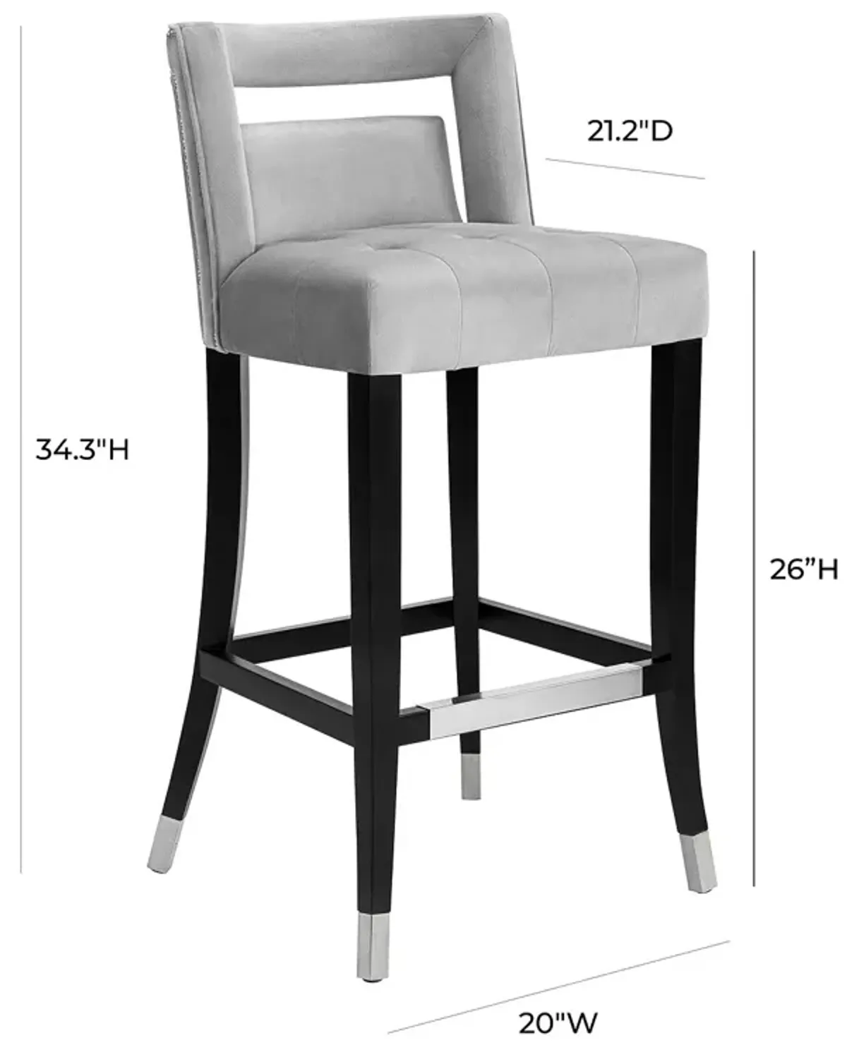 TOV Furniture Hart Velvet Counter Stool