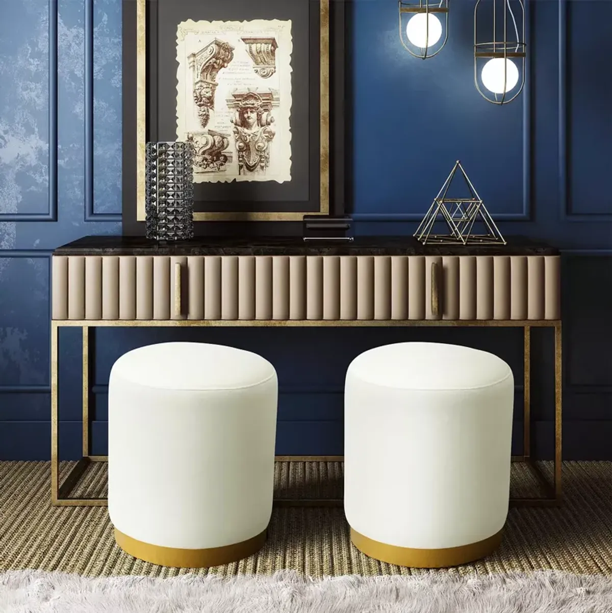 TOV Furniture Opal Velvet Ottoman