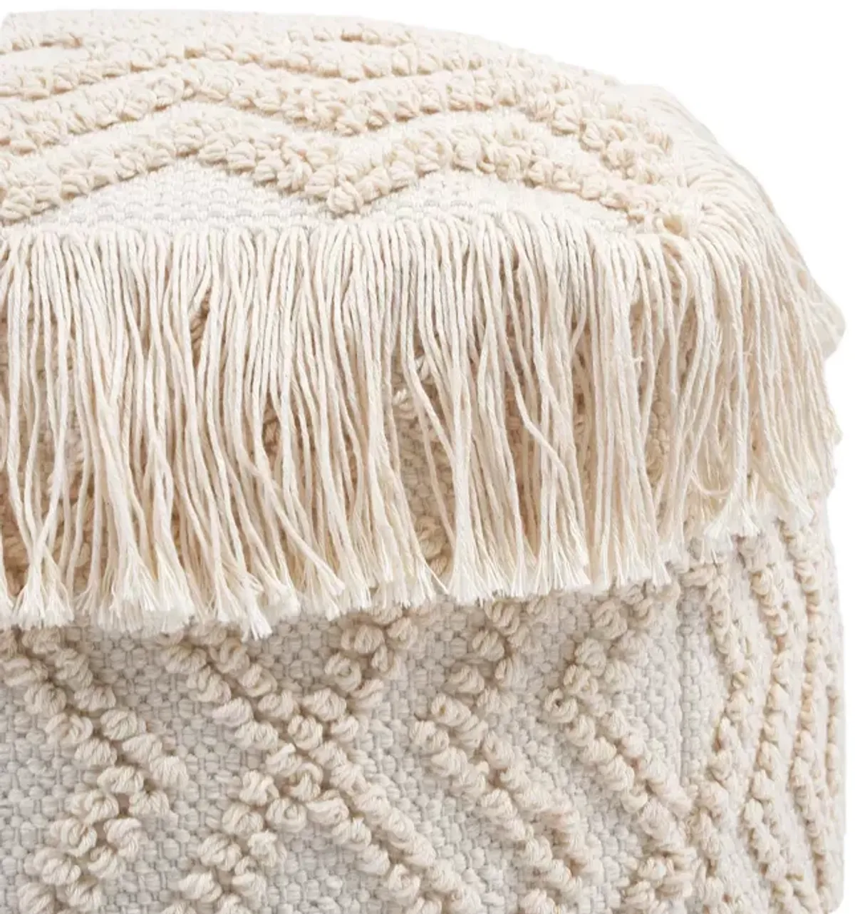 TOV Furniture Fringe Woven Pouf