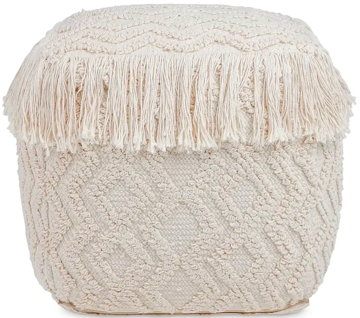 TOV Furniture Fringe Woven Pouf