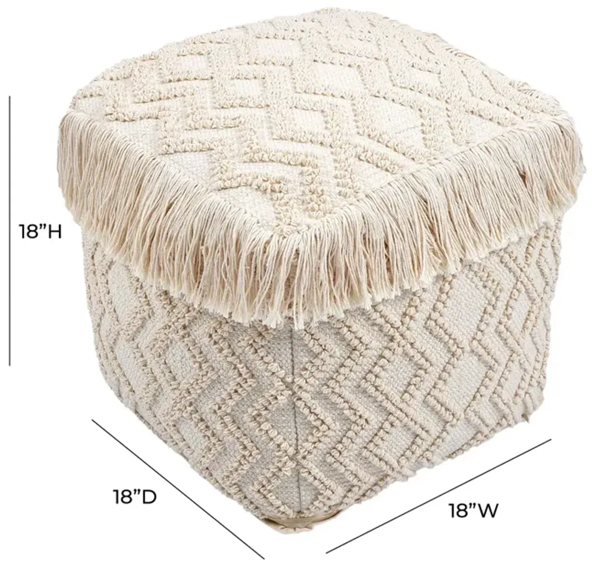 TOV Furniture Fringe Woven Pouf