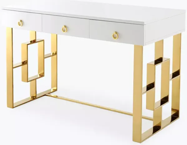 TOV Furniture Audrey White Lacquer Desk