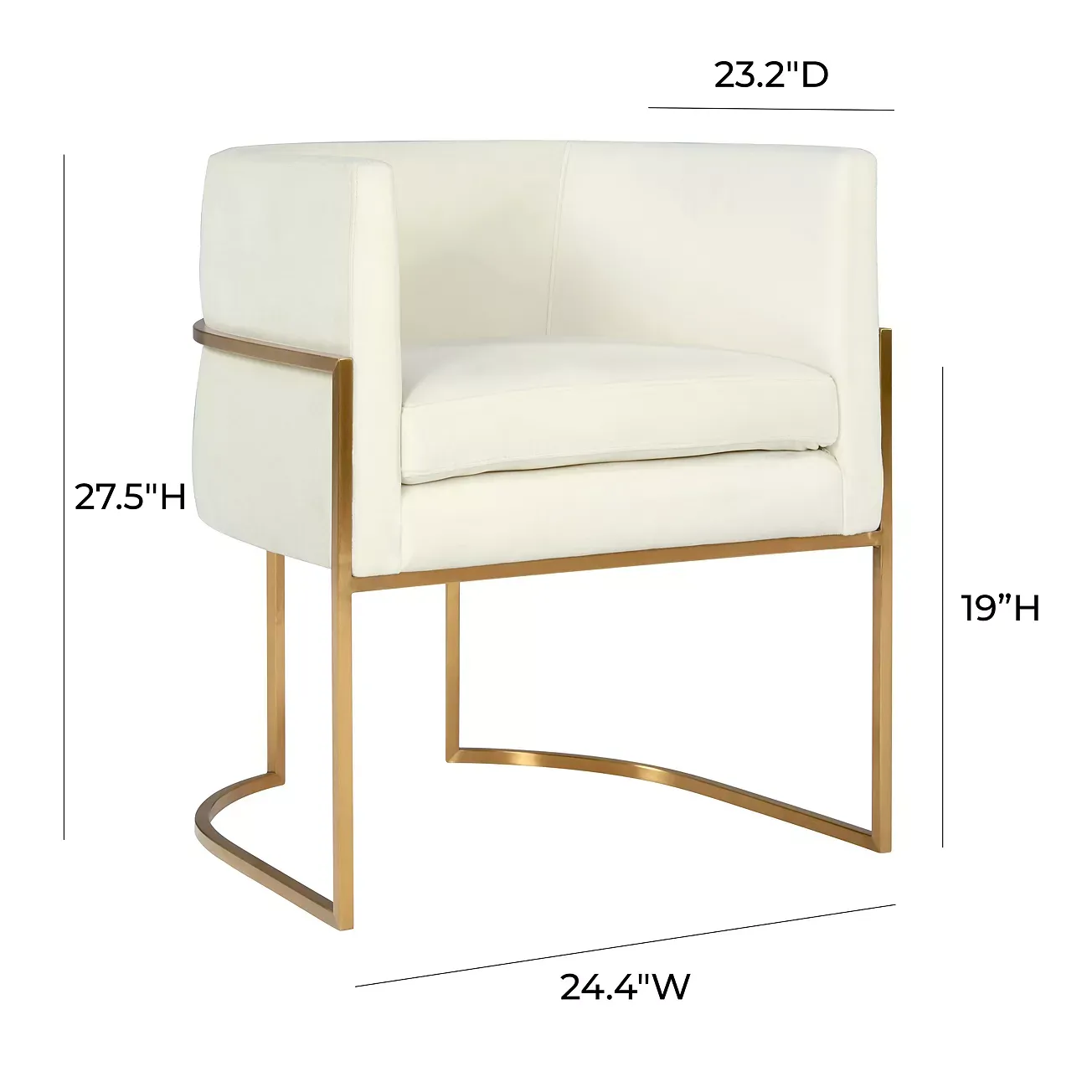 TOV Furniture Giselle Cream Velvet Dining Chair with Gold Tone Legs