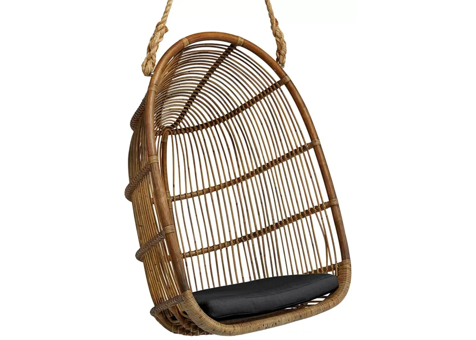 Sika Design Renoir Rattan Hanging Swing Chair with Sunbrella Sailcloth Shade Cushion