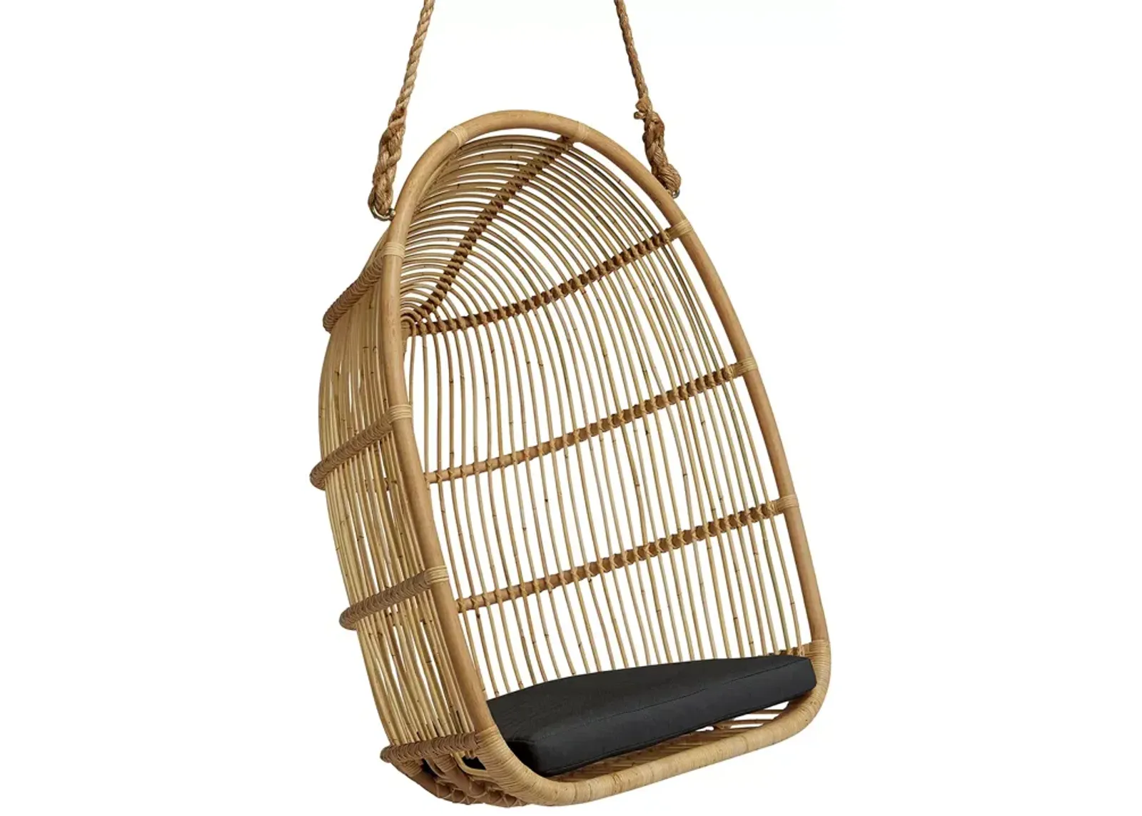 Sika Design Renoir Rattan Hanging Swing Chair with Sunbrella Sailcloth Shade Cushion