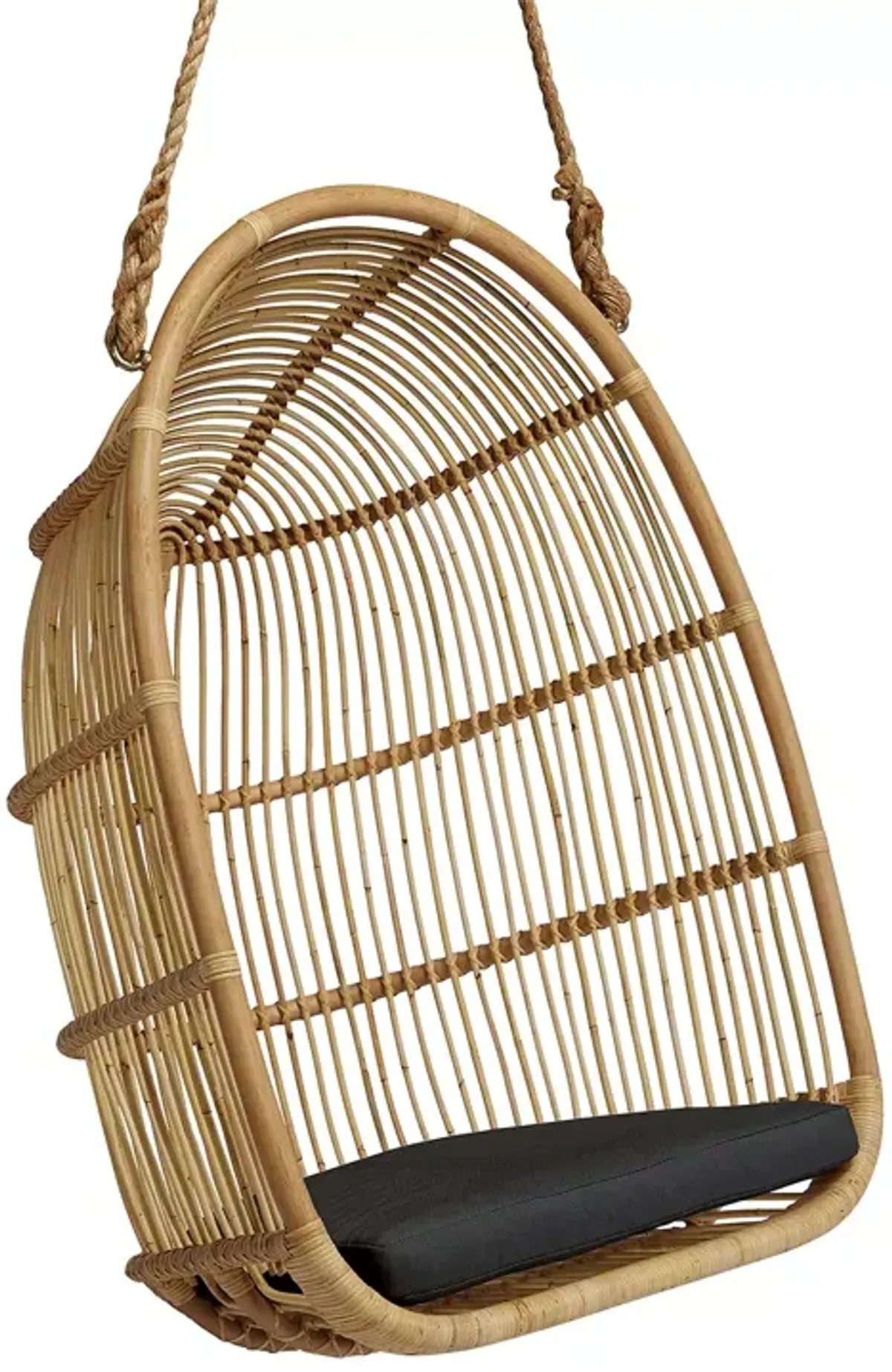 Sika Design Renoir Rattan Hanging Swing Chair with Sunbrella Sailcloth Shade Cushion