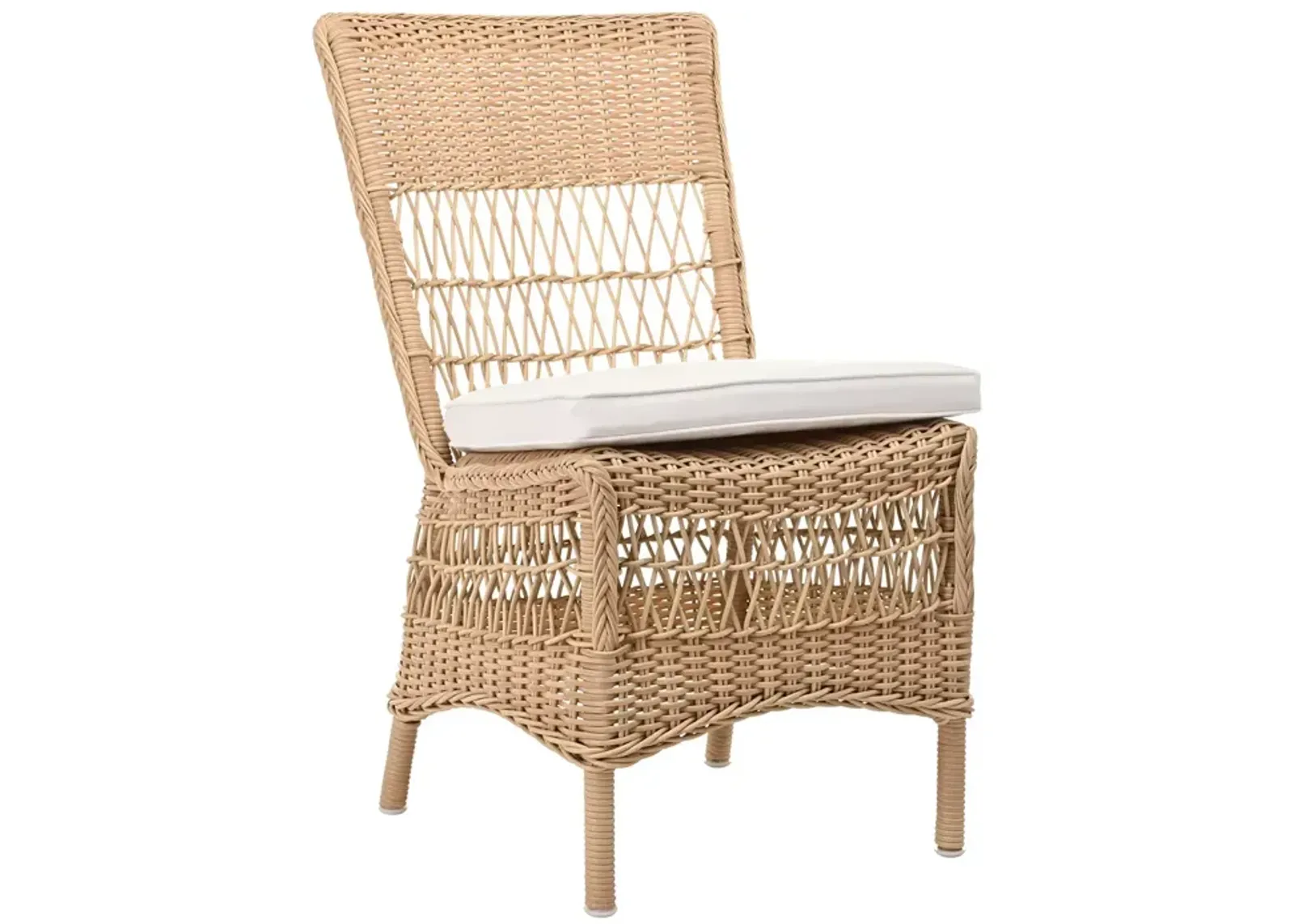 Sika Design Marie Natural Outdoor Dining Side Chair with Snow White Cushion