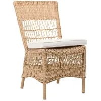 Sika Design Marie Natural Outdoor Dining Side Chair with Canvas White Cushion