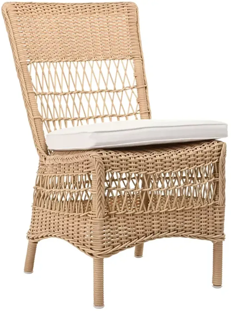 Sika Design Marie Natural Outdoor Dining Side Chair with Canvas White Cushion